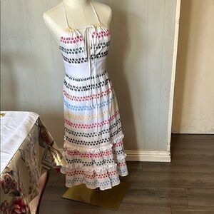 Elegant Red and Blue Maxi Dress